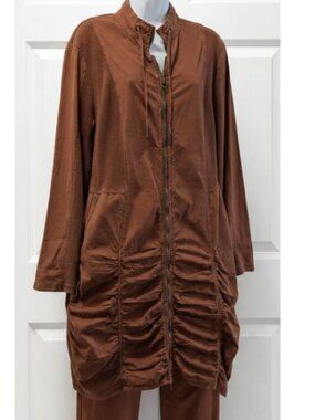 XCVI Wearables Ruched Zip Front Stretchy Dress-Jacket Size L